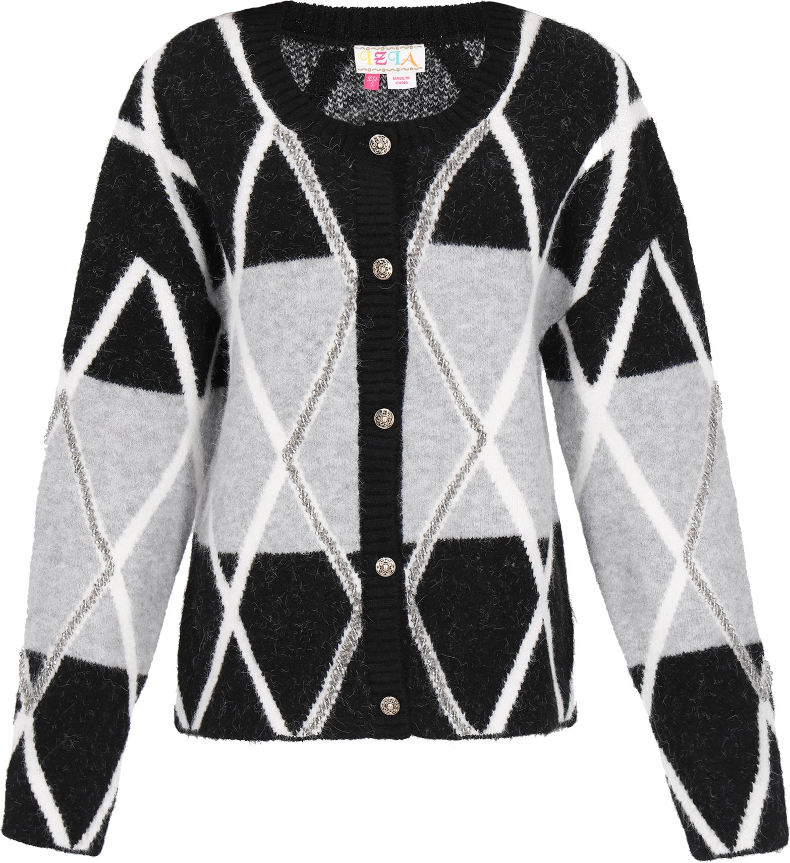 IZIA Strickjacke Frauen schwarz/grau