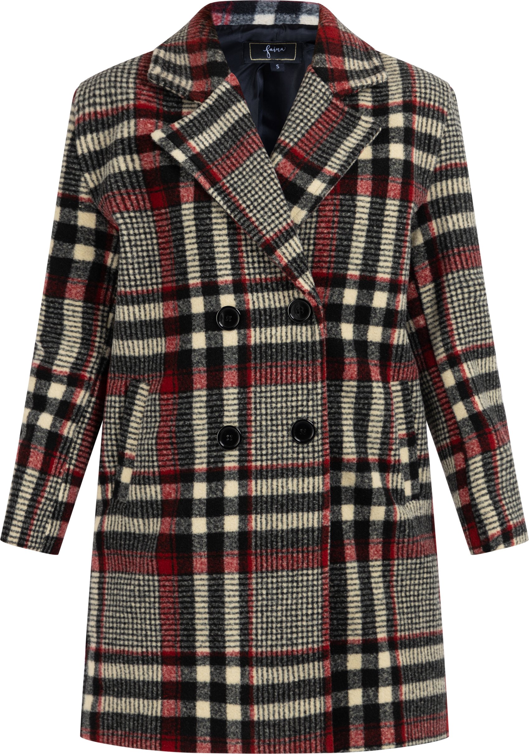 Faina Mantel Damen Weiss Karriert