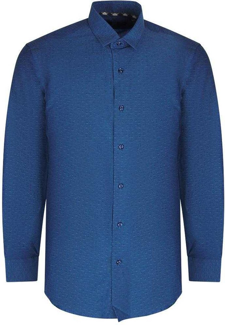 Aquascutum Herren Strukturiertes Langarmhemd (Dunkelblau)