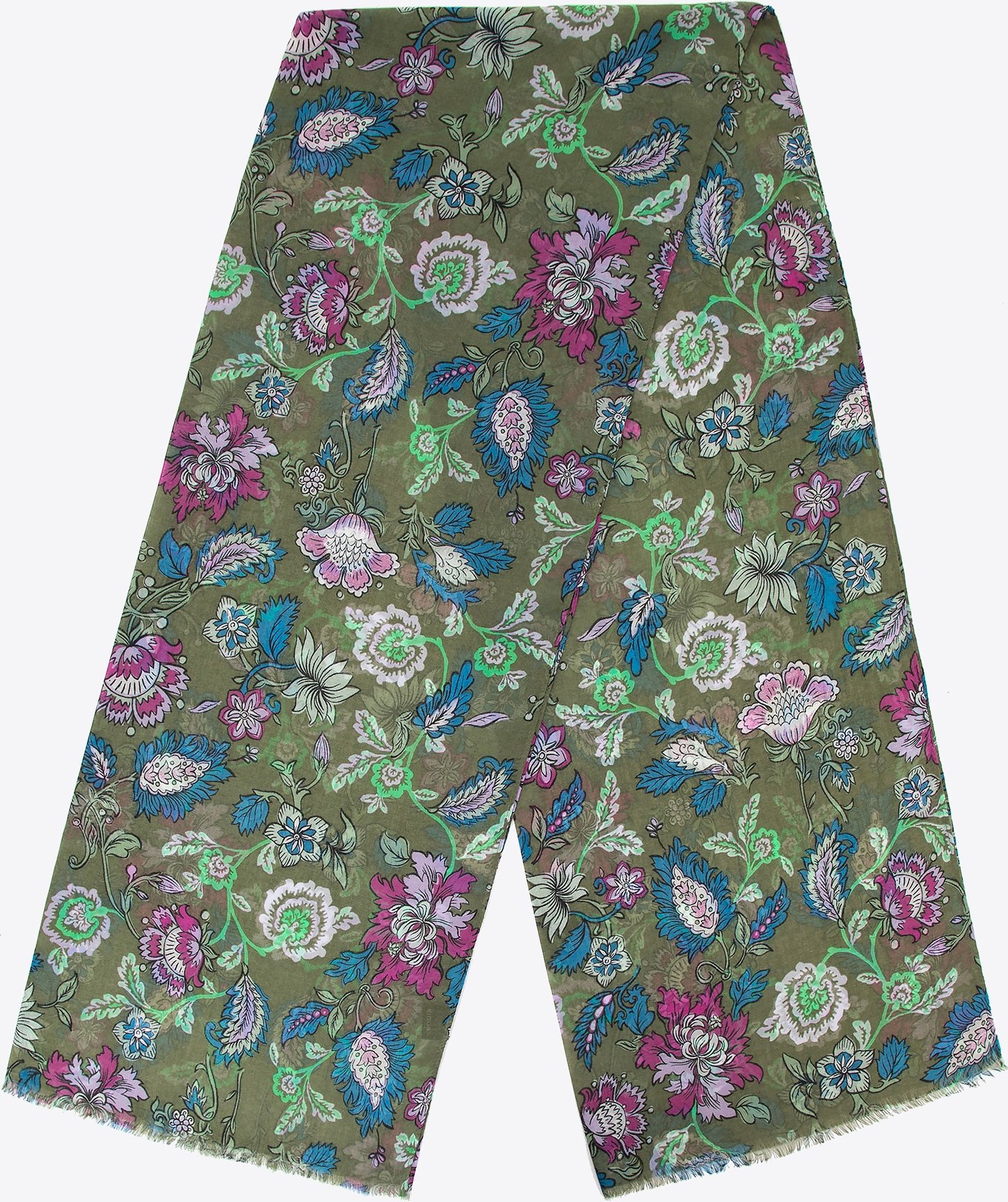 Wittchen Damenschal mit Blumenmuster, grün und blau, Polyester