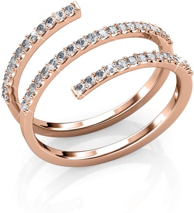 Spiralförmiger Ring - Roségold und Kristall