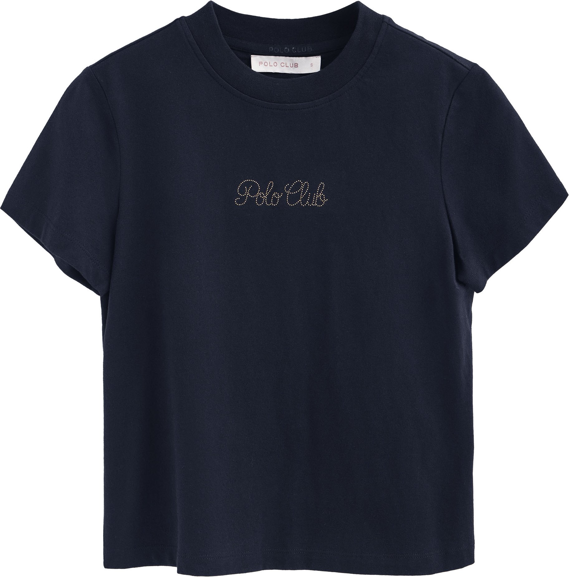 T-Shirt marineblau im Boxy Fit mit kurzen Ärmeln und glitzerndem Polo Club-Logo