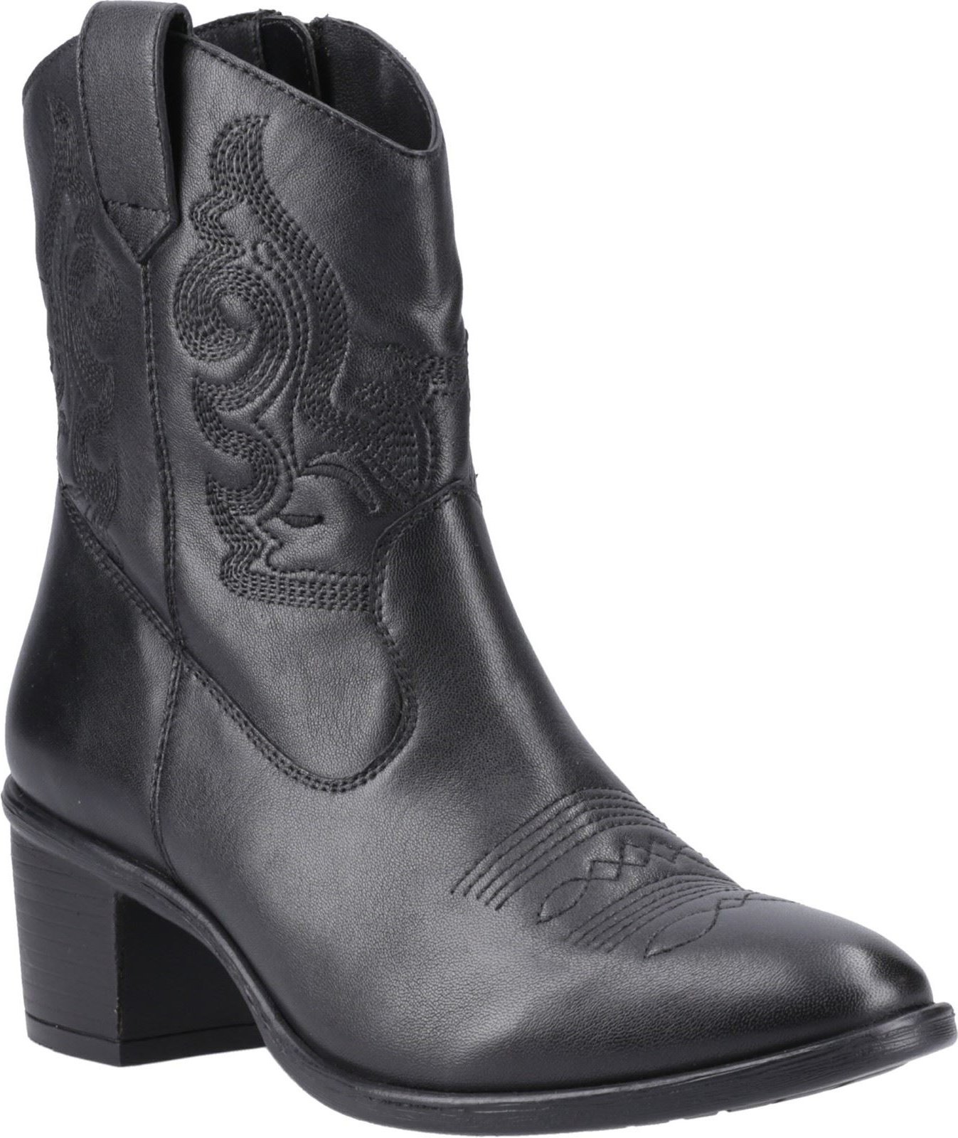 Hush Puppies Wynn Damen Stiefeletten aus schwarzem Leder mit Absatz