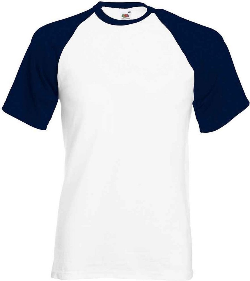 Fruit of the Loom - T-Shirt für Herren/Damen Unisex - Baseball (Grau meliert/Marineblau)