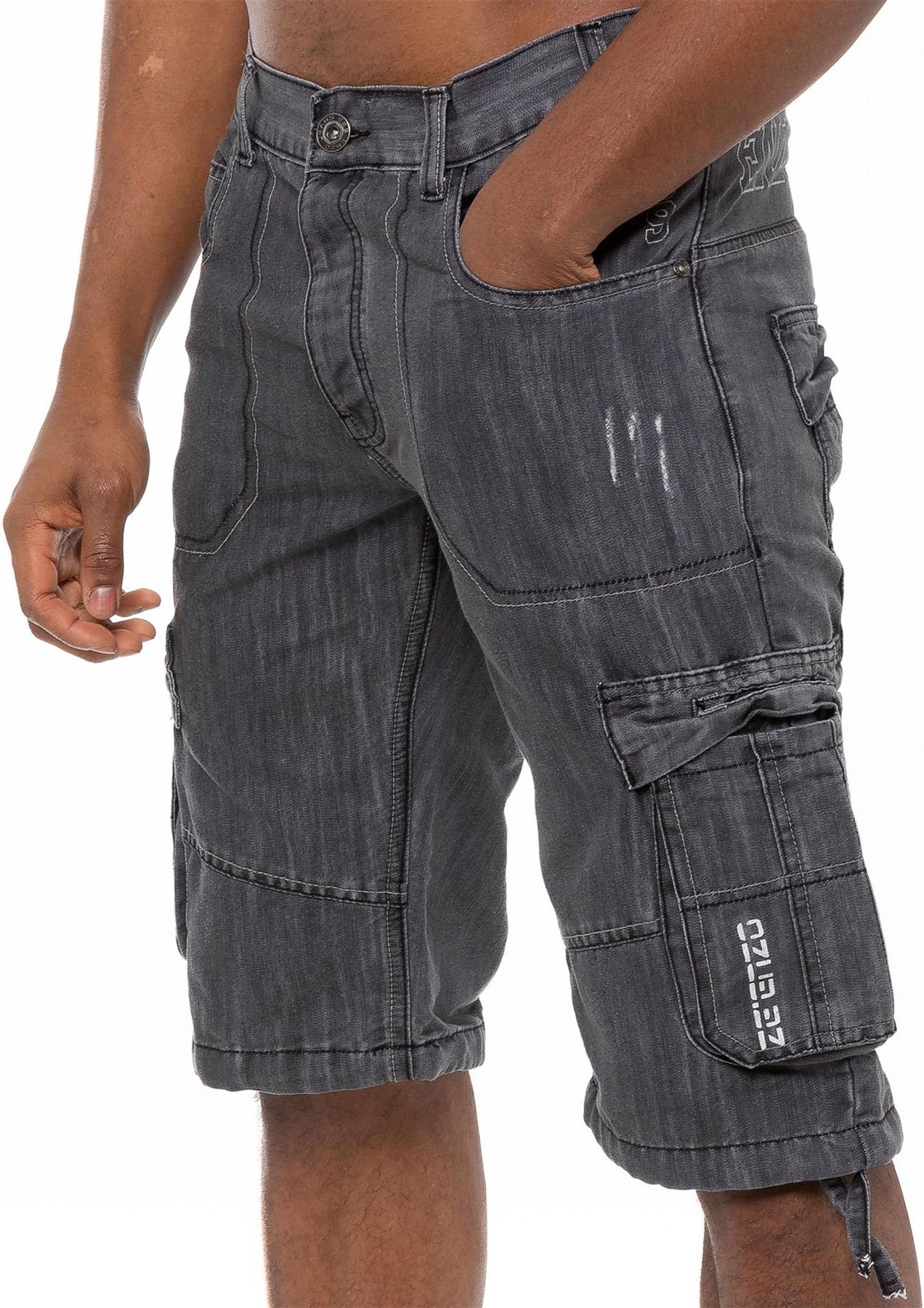Enzo Herren Cargo Combat Denim Shorts