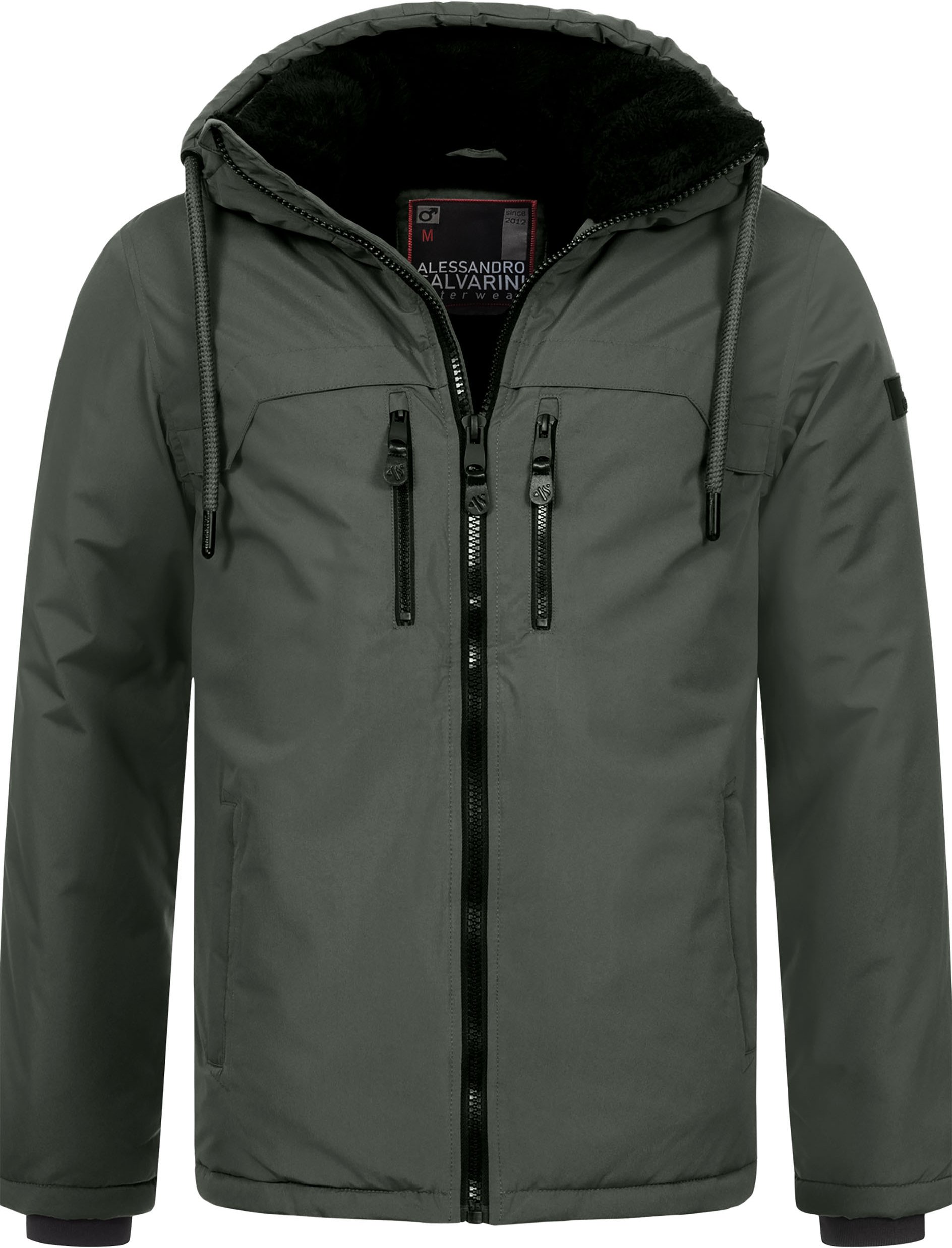 Alessandro Salvarini Herren Winterjacke AS-332 mit Teddyfell & Kapuze