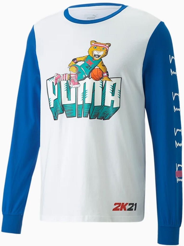 Puma x 2k Langarm Crew Crew Hals weiß blau Herren Baumwolltop 532921 01