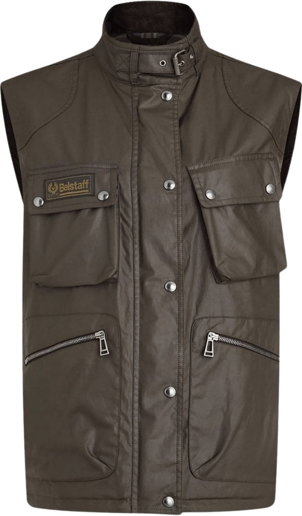 Belstaff Waxed Edition Dunkelgrüne Giletjacke
