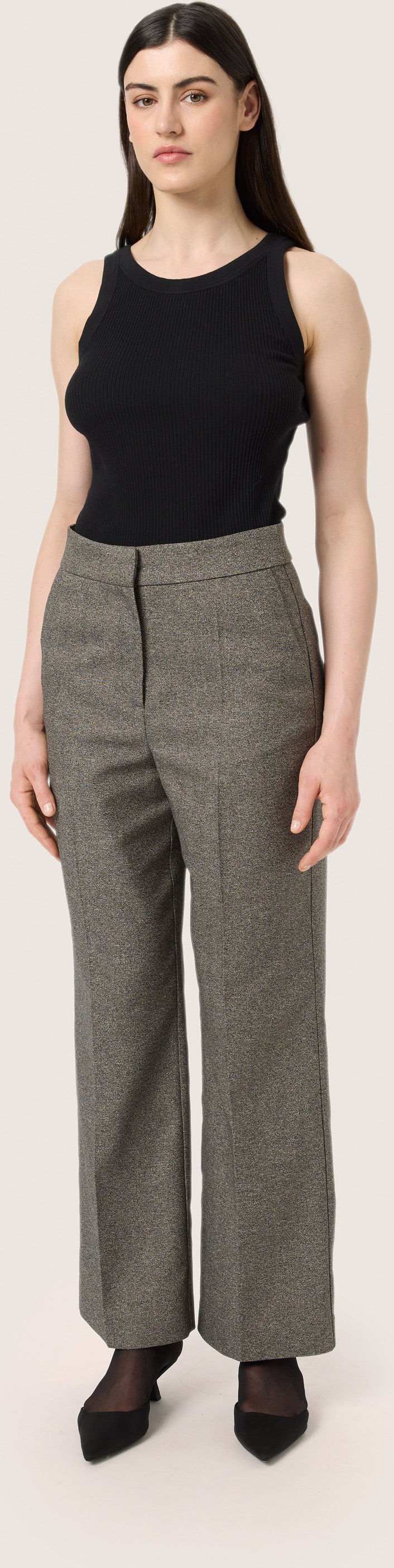 Pants Suiting Lockere Passform Grey Melange Suiting melange