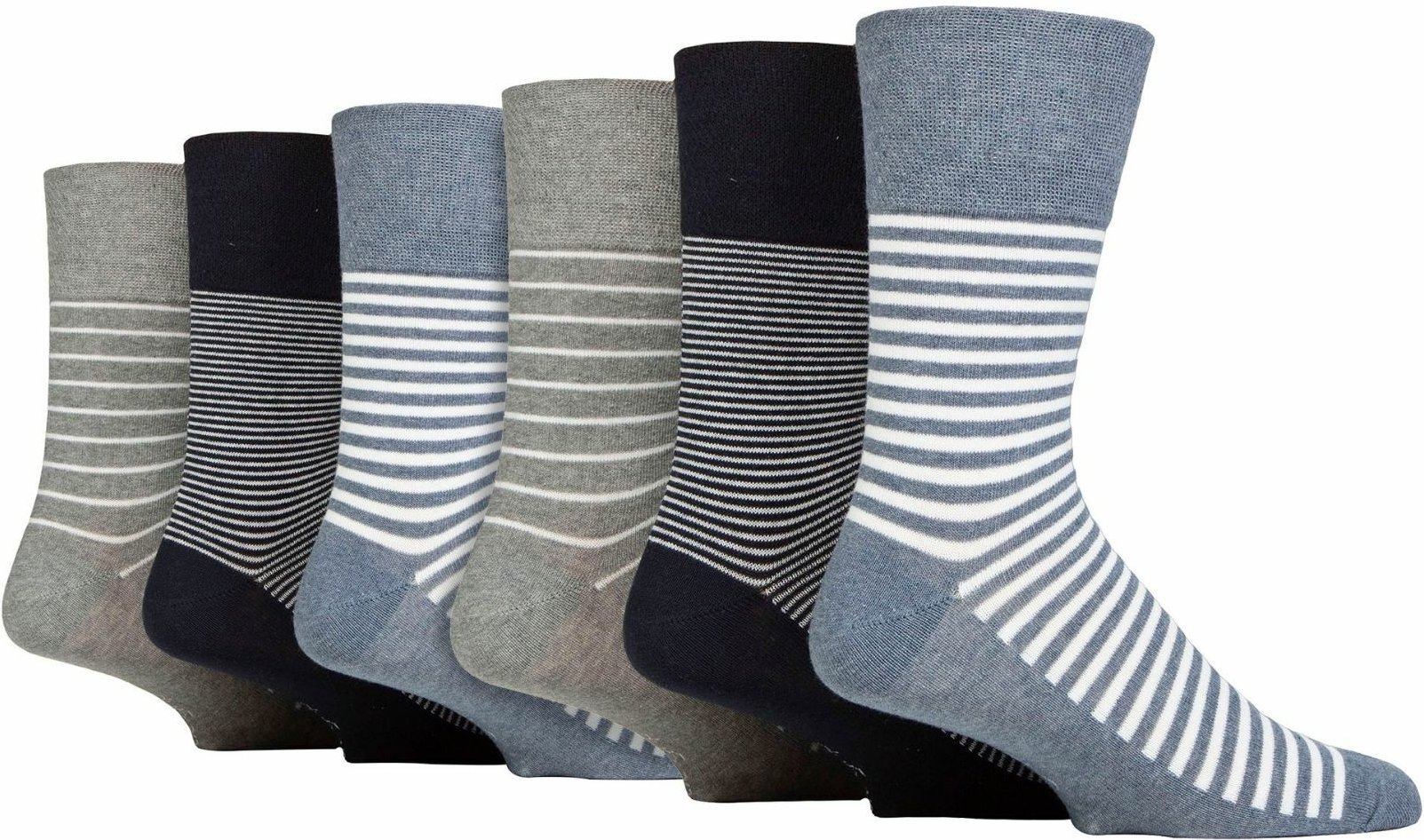 6er-Pack Herren Baumwollsocken mit quadratischem Muster ohne Elastik für schlechte Durchblutung