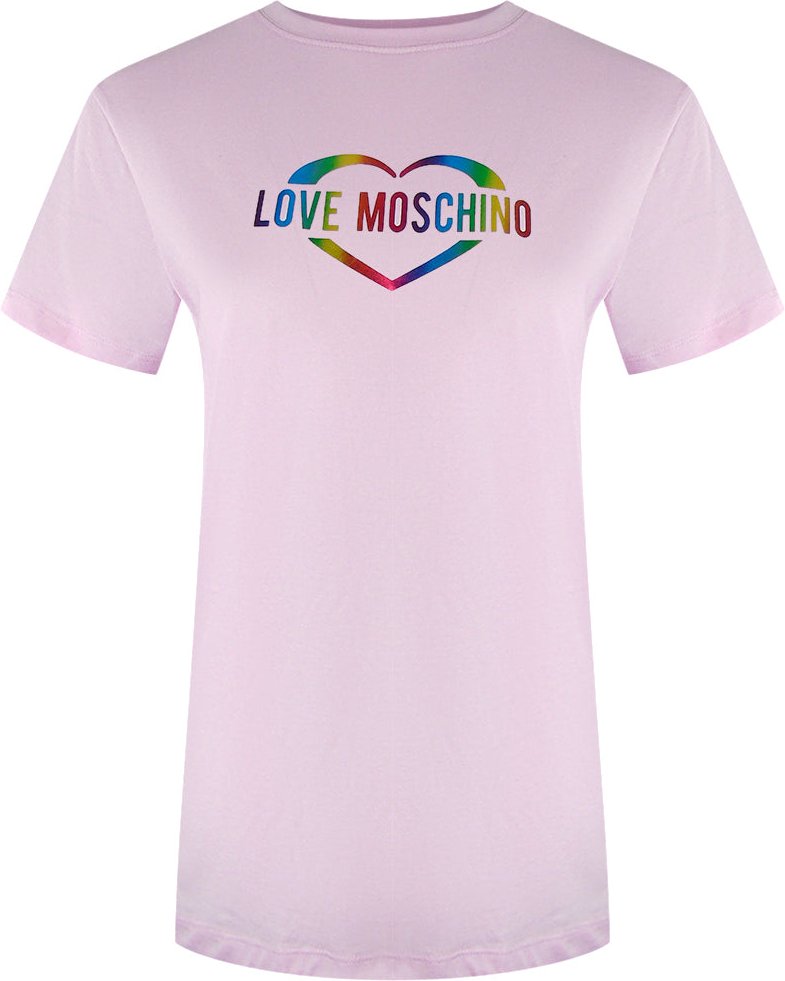 Moschino T-shirt Mit Mehrfarbigem Herzlogo In Pink