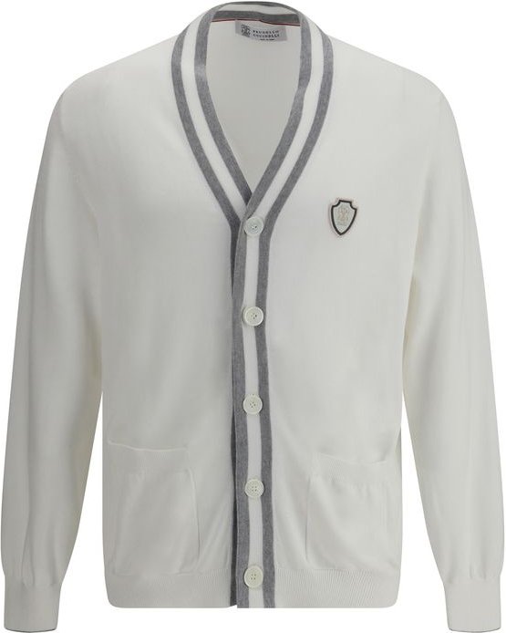 Baumwoll-Cardigan mit grauen Streifen