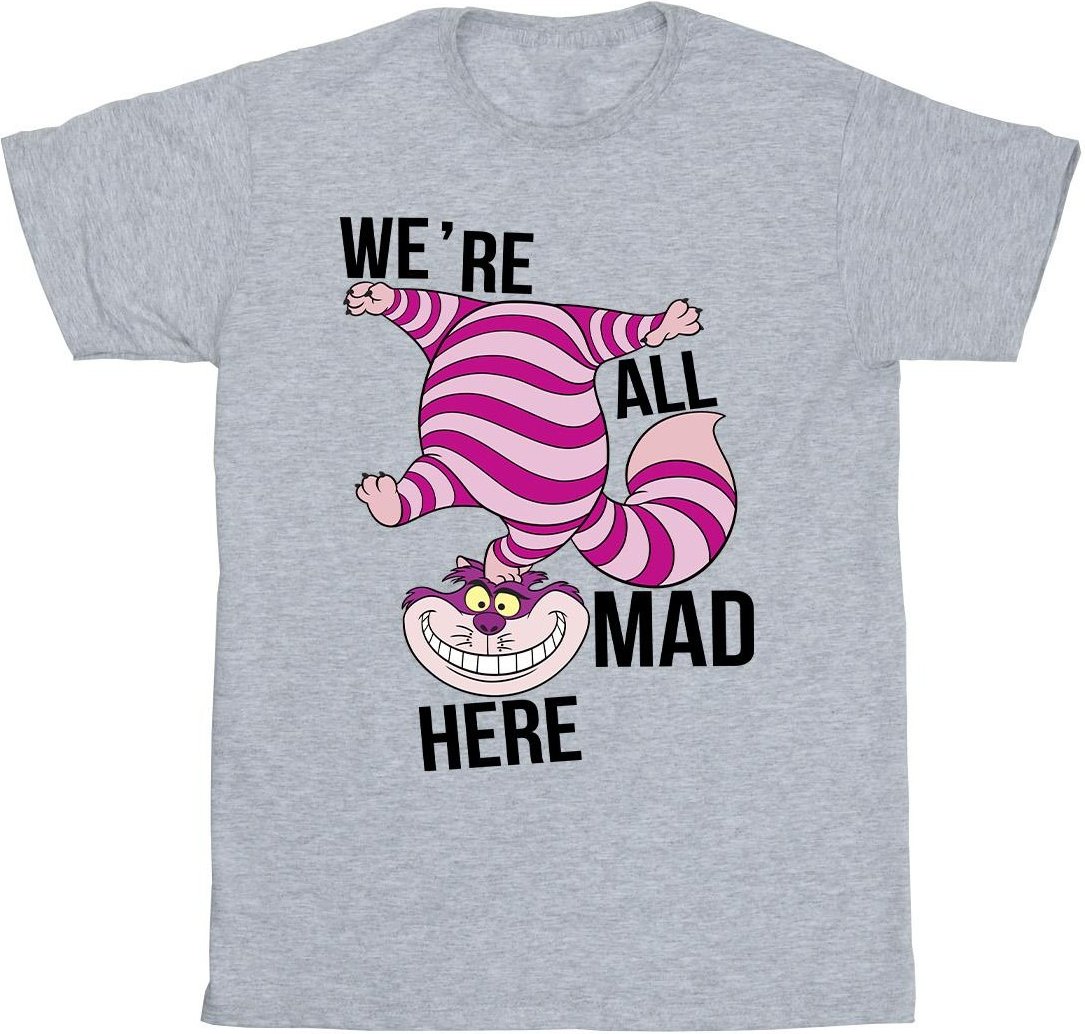 Disney - "Alice In Wonderland All Mad Here" T-Shirt für Herren (Grau)