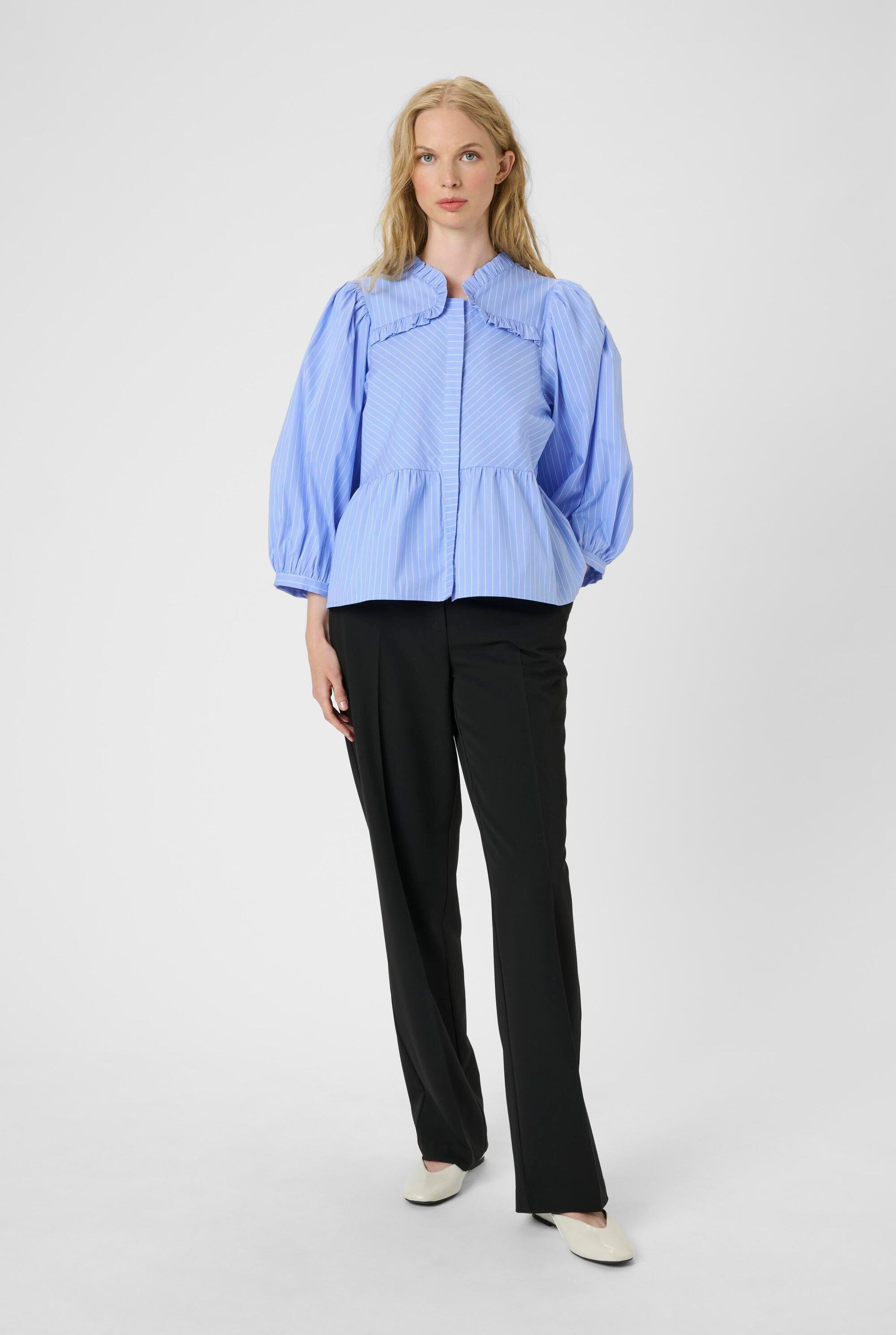 Kurzarm-Bluse KBAmy Feminine blue white