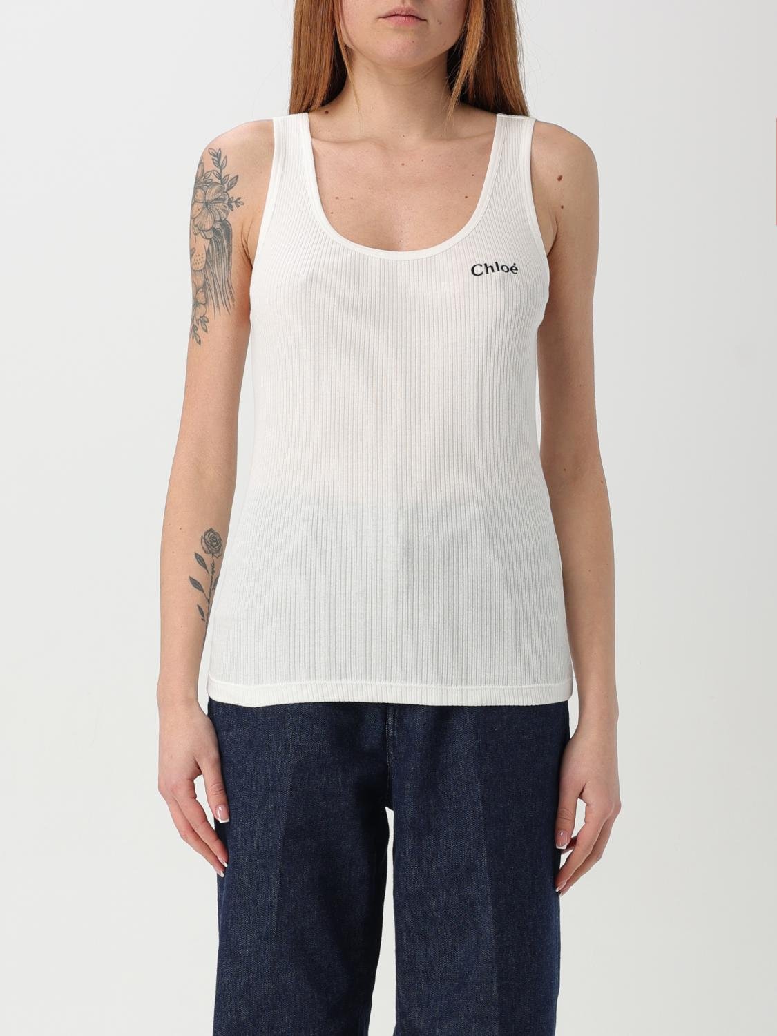 Rippstrick Baumwoll Tanktop mit U-Ausschnitt