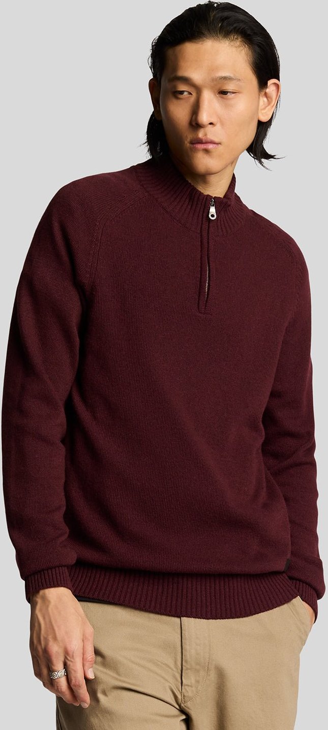 Lyle & Scott 1/4-Zip Strickpullover - Burgunderrot