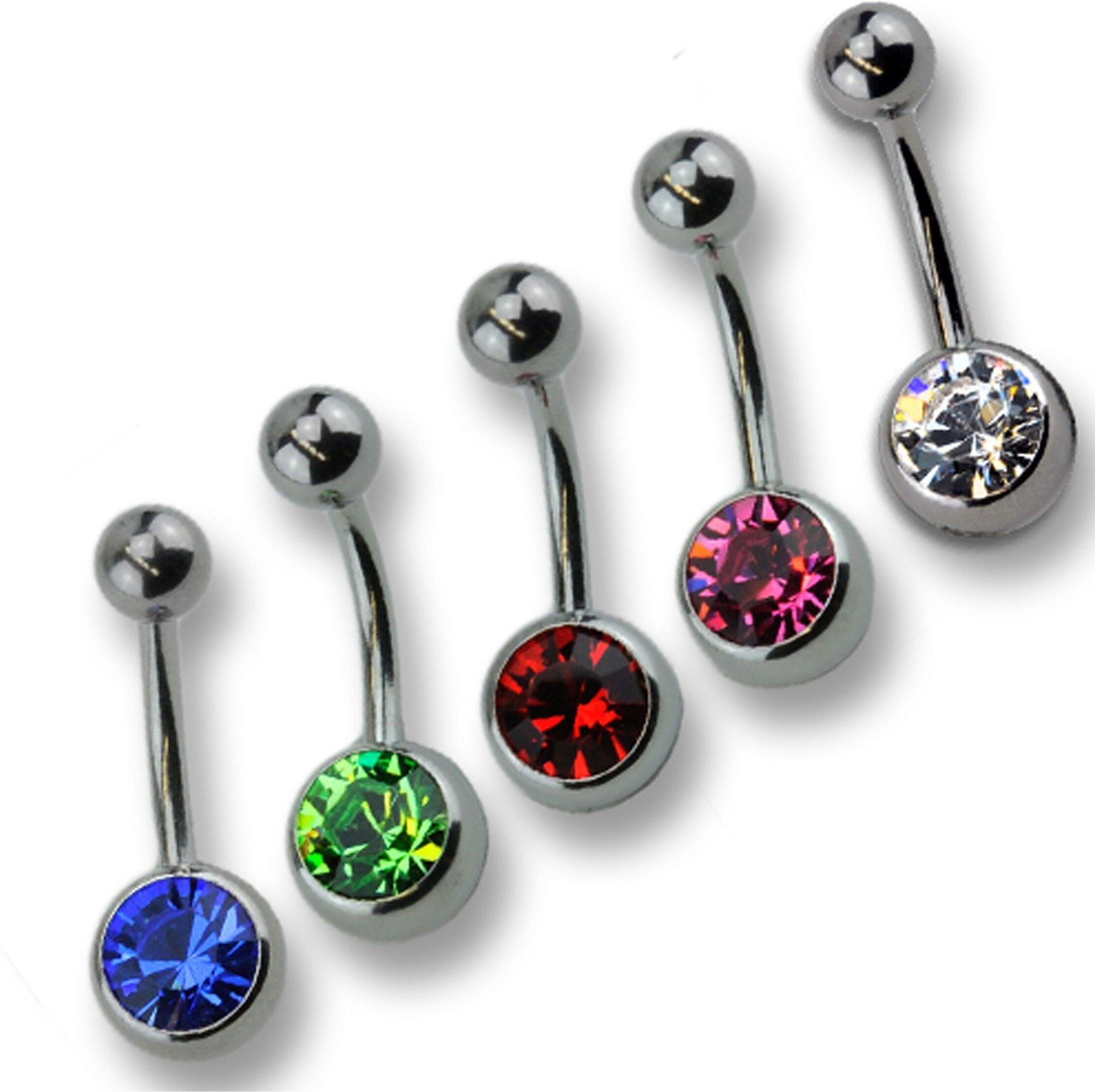 Zeeme Body Jewelry Piercing Set 5-teilig 316L CHS Swarovski Kristalle