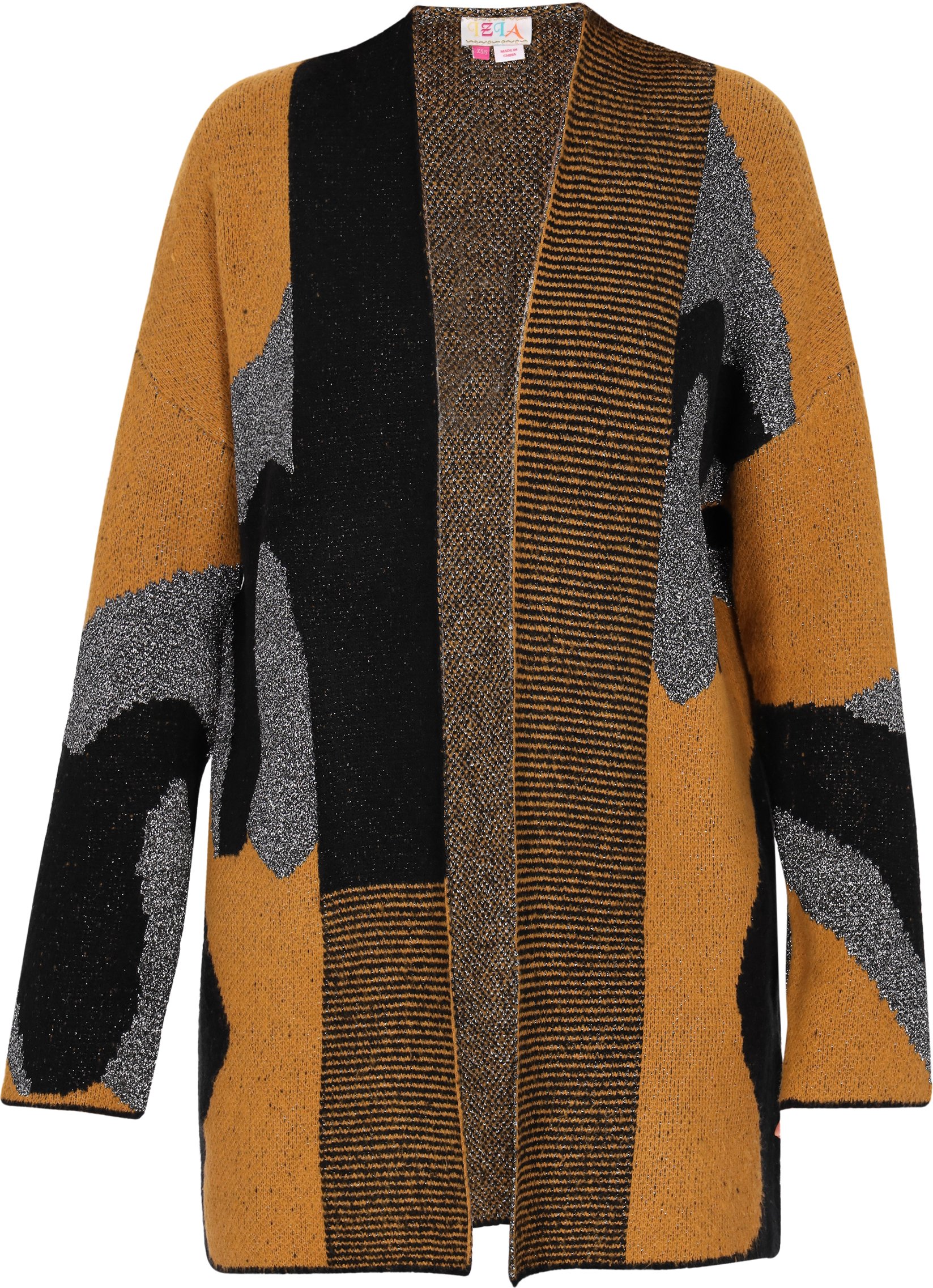 IZIA Strickjacke Damen Kamel Schwarz