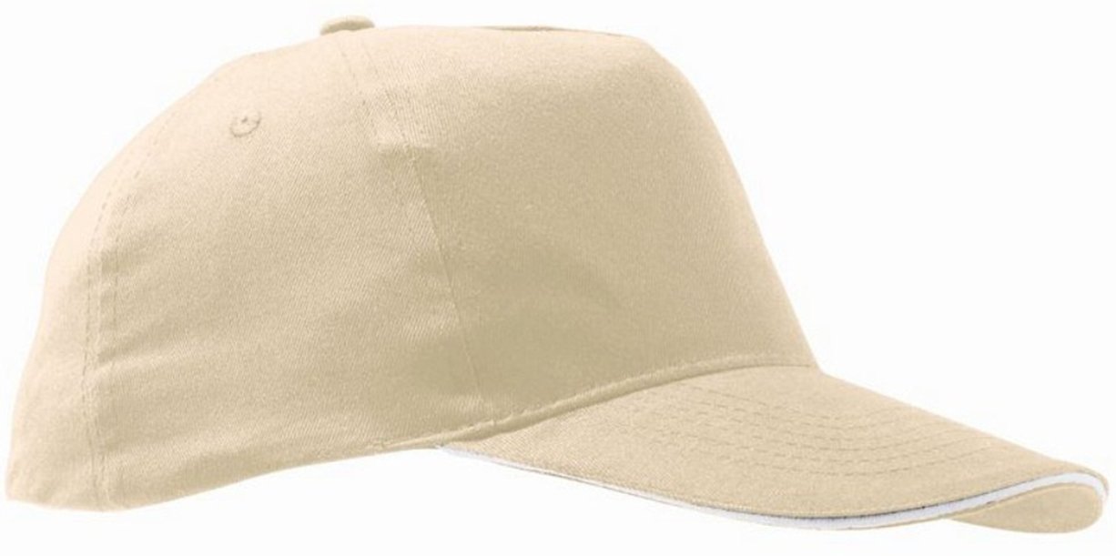 SOLS Unisex Sunny 5 Panel Baseballkappe (Beige/Weiß)