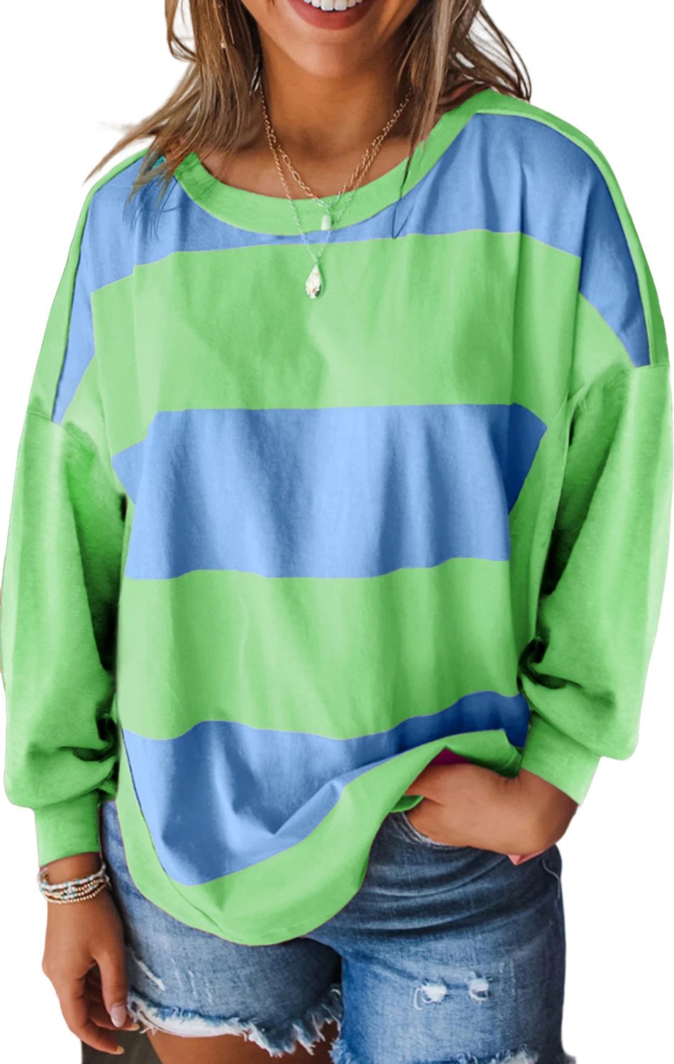 Langarm V-Ausschnitt Bluse