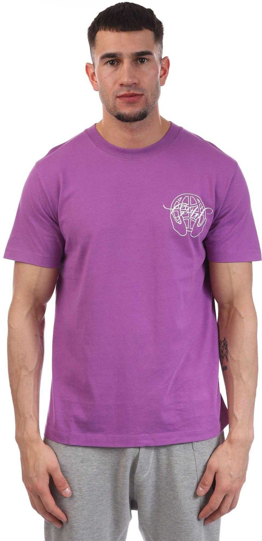 Off White - "Hand" T-Shirt für Herren, Schmal (Violett/Weiß)