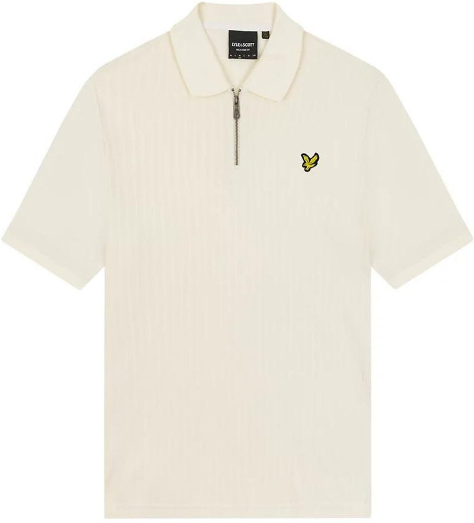 Lyle & Scott Strukturiertes, gestreiftes Kreide-Poloshirt