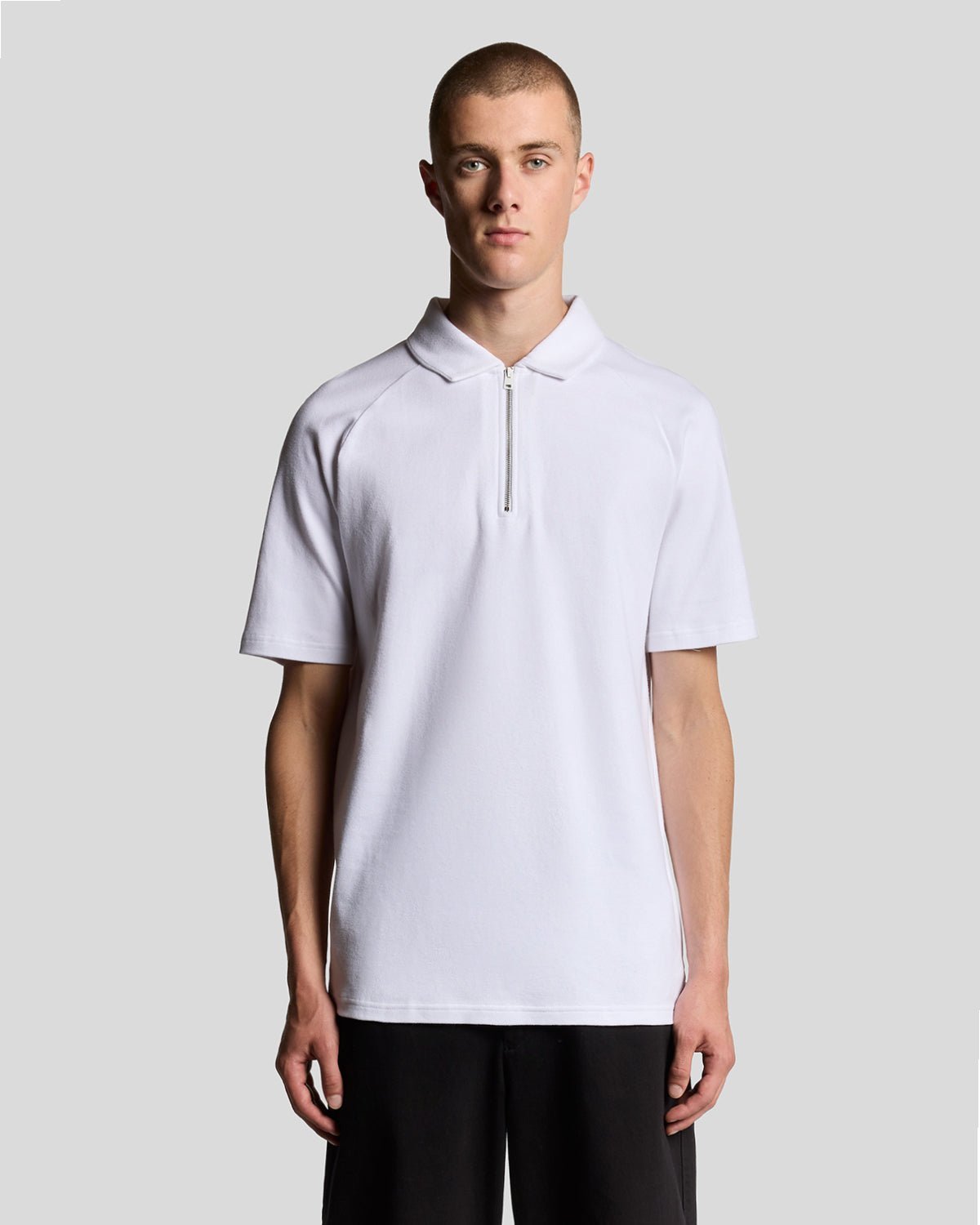 Lyle & Scott Interlock-Poloshirt mit Reißverschluss – Weiß