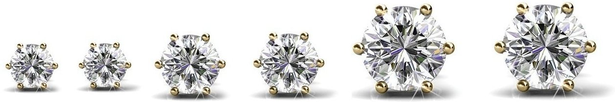 Solitär Ohrringe S, M, L - Gold und Kristall