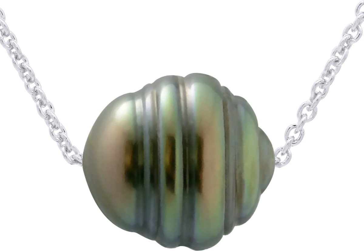 Halskette echte Tahiti-Zuchtperle, eingekreist, 10–11 mm