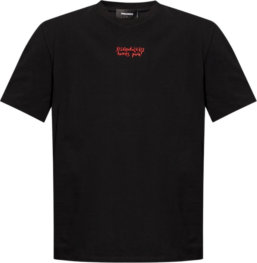 Dsquared2 Loves You Logo Schwarzes T-shirt