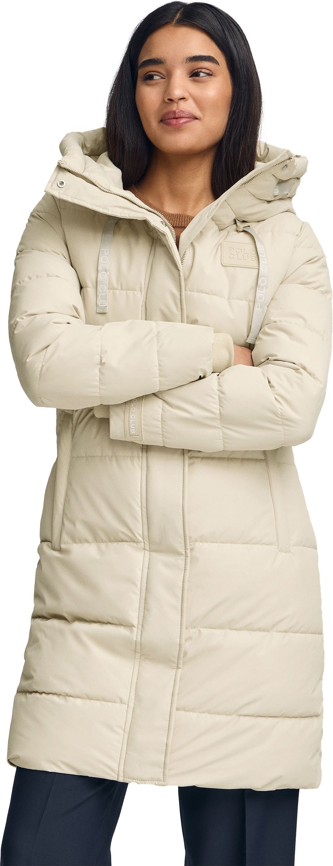 Mantel Iris ecru mit Polo Club-Logo