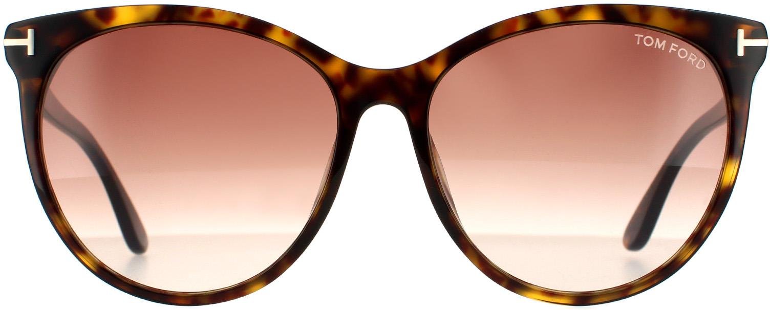 Tom Ford Cat Eye Womens Dark Havana Braun Gradient Sonnenbrille