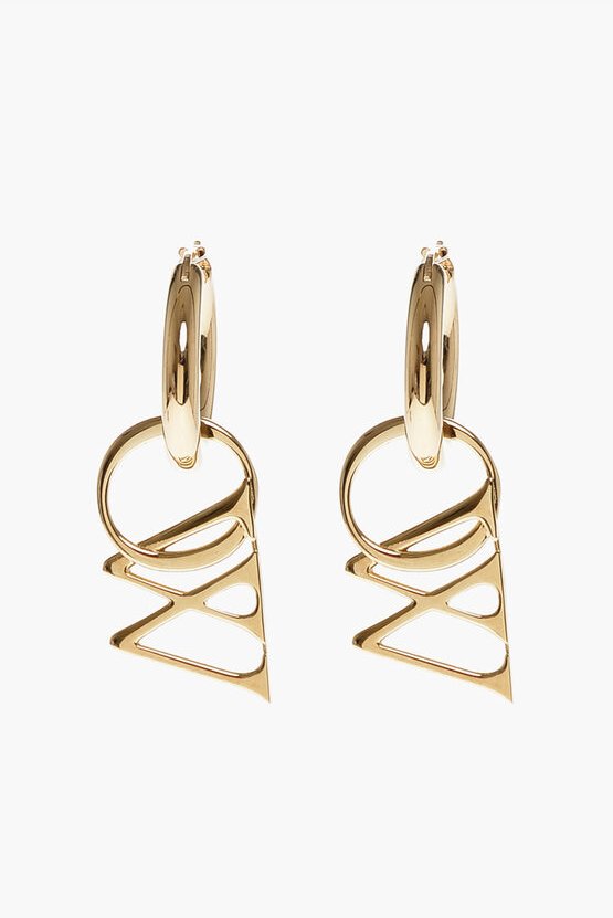 Creolen aus Messing mit goldenem Effekt und Anhänger in Gold