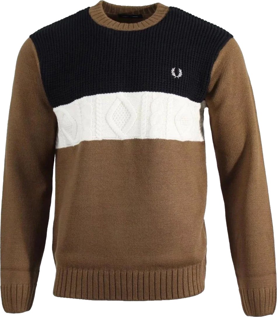 Fred Perry - Sweatshirt für Herren, Texturiertes Paneel (Braun/Schwarz/Weiß)