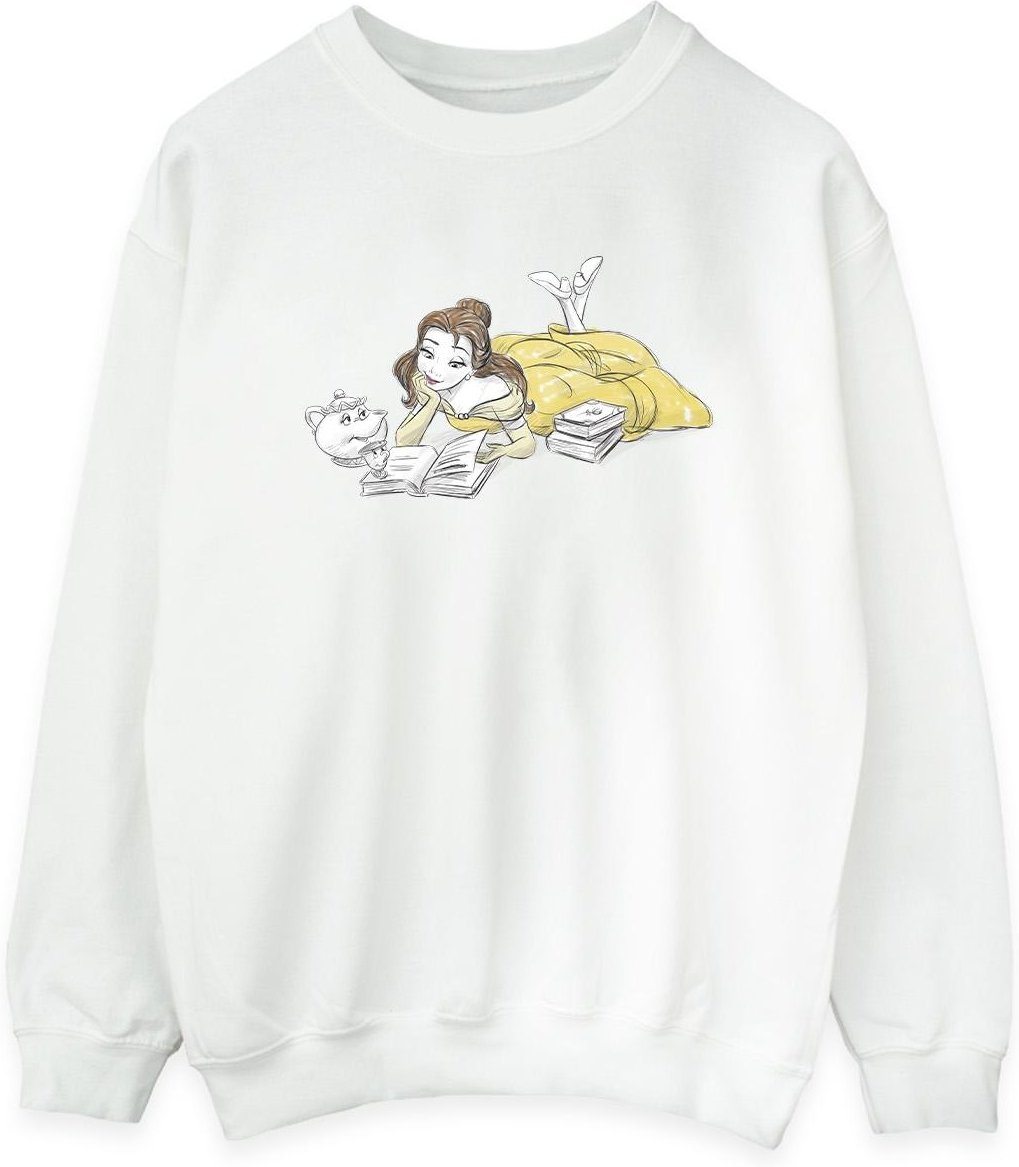 Disney - "Beauty And The Beast Belle Reading" Sweatshirt für Damen (Weiß)
