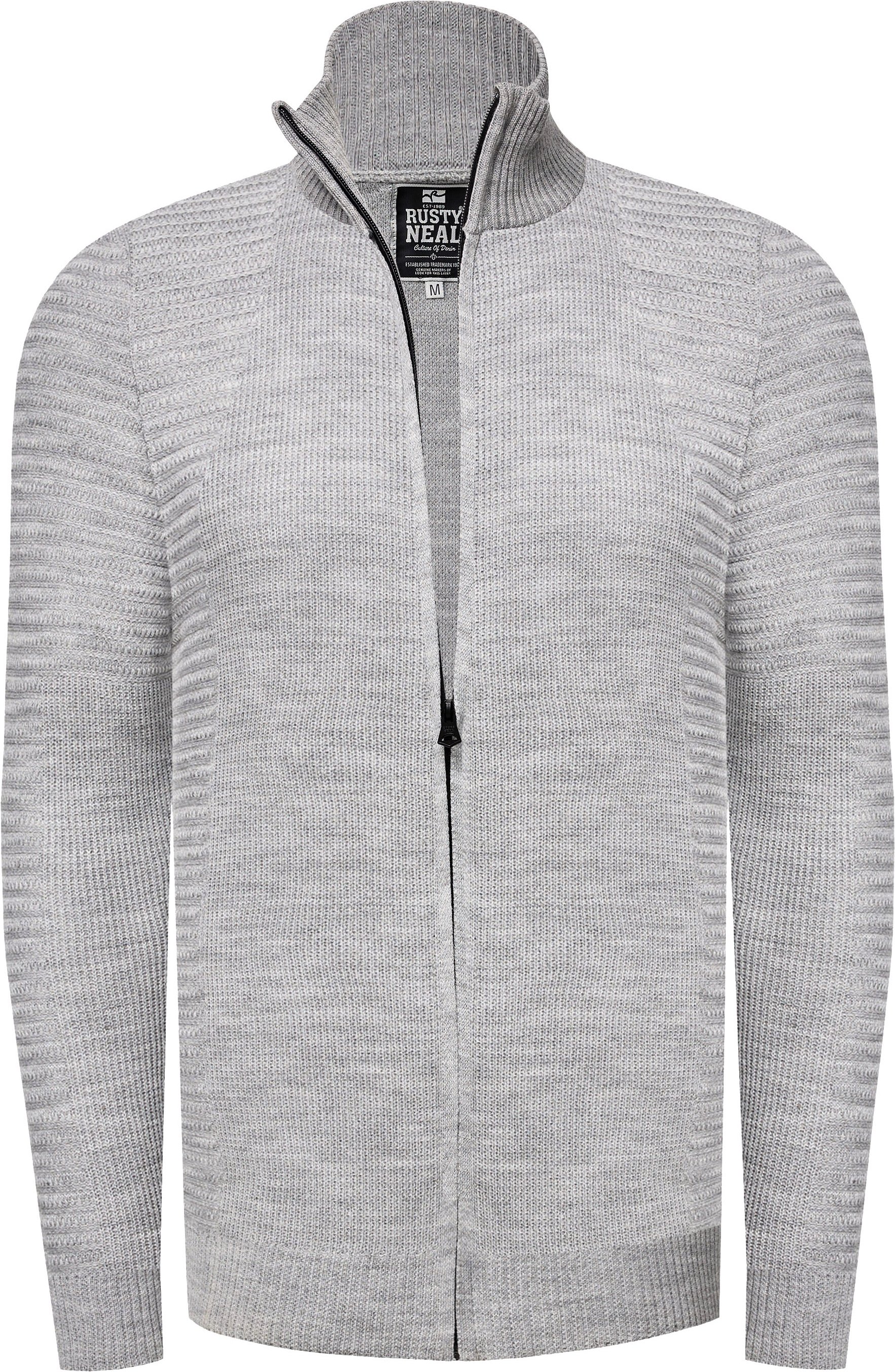 Feinstrick im Biker-Stile Slim Fit Strick-Jacke