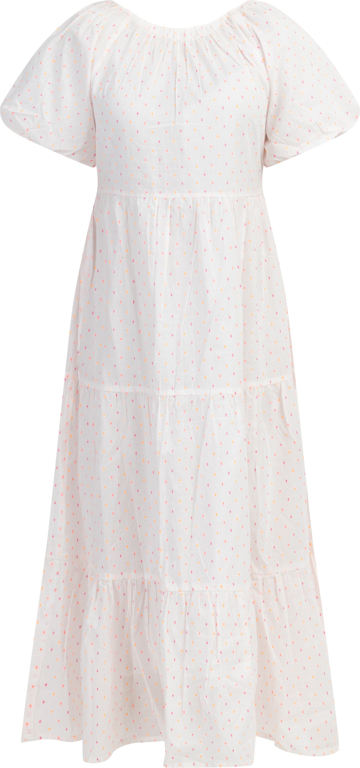 Mymo Maxikleid Damen Weiss Pinkorange Punkte