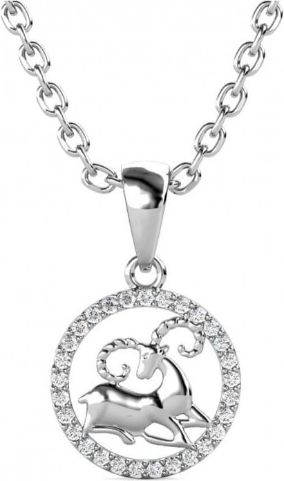 Widder Tierkreiszeichen Anhänger - Silber und Kristall