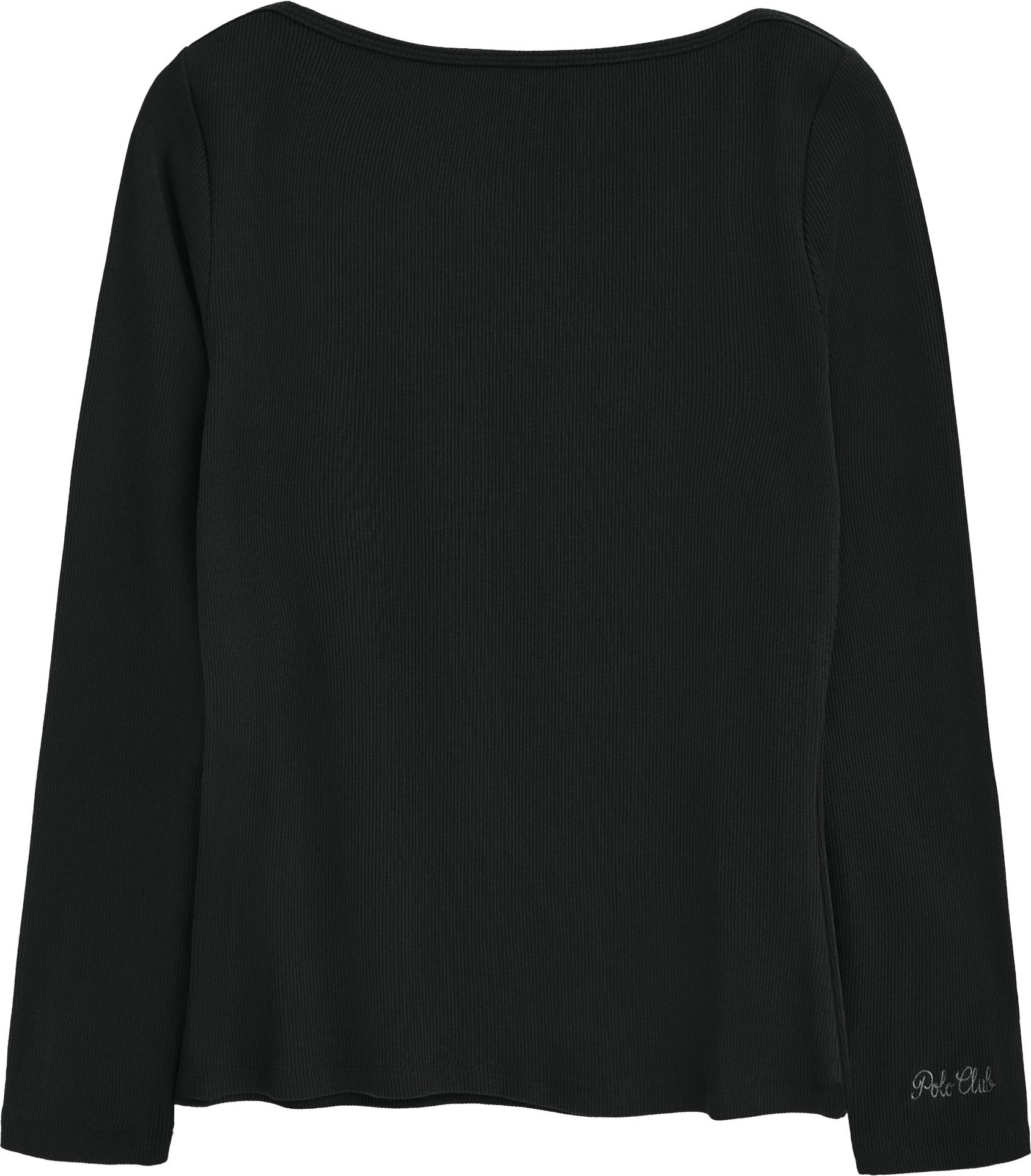 T-Shirt schwarz mit langen Ärmeln und U-Boot-Ausschnitt Polo Club