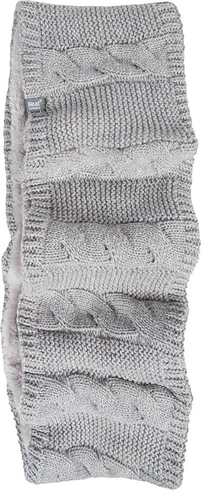 Heat Holders Damen-Winterschal mit weichem Fleece-Futter und Zopfmuster, Thermo-Schlauchschal, Hellgrau