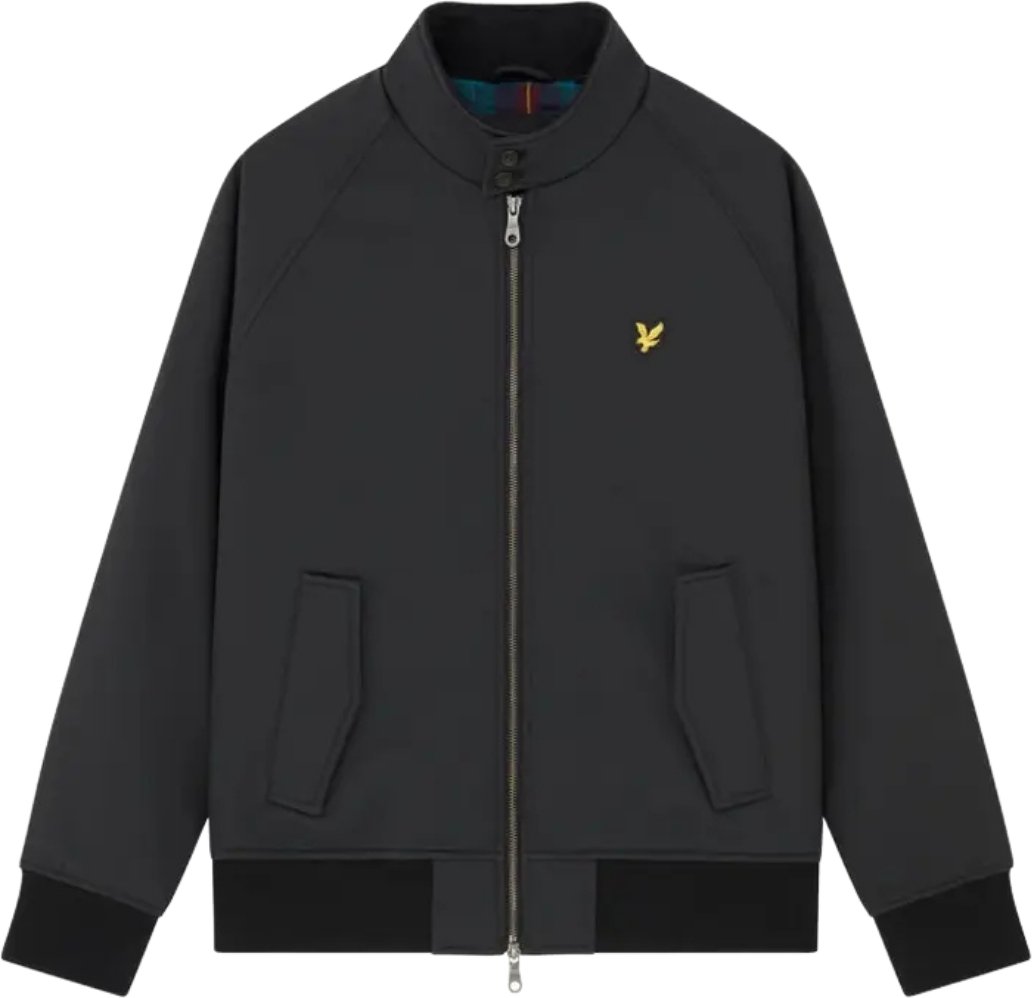 Tiefschwarze Softshell-Jacke mit Lyle & Scott-Markenemblem