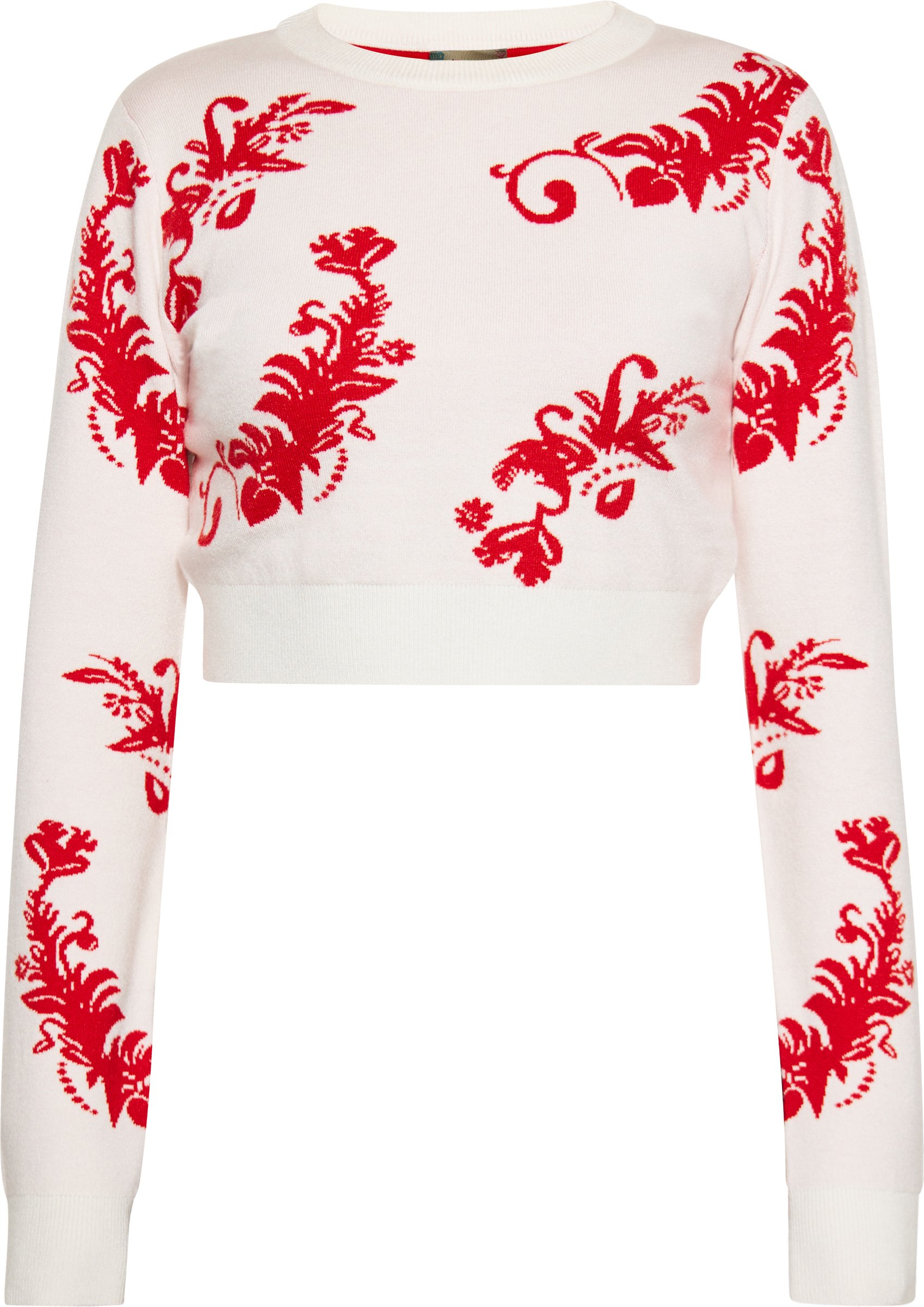 Thumbnail - Mymo Pullover Frauen Wollweiss Rot