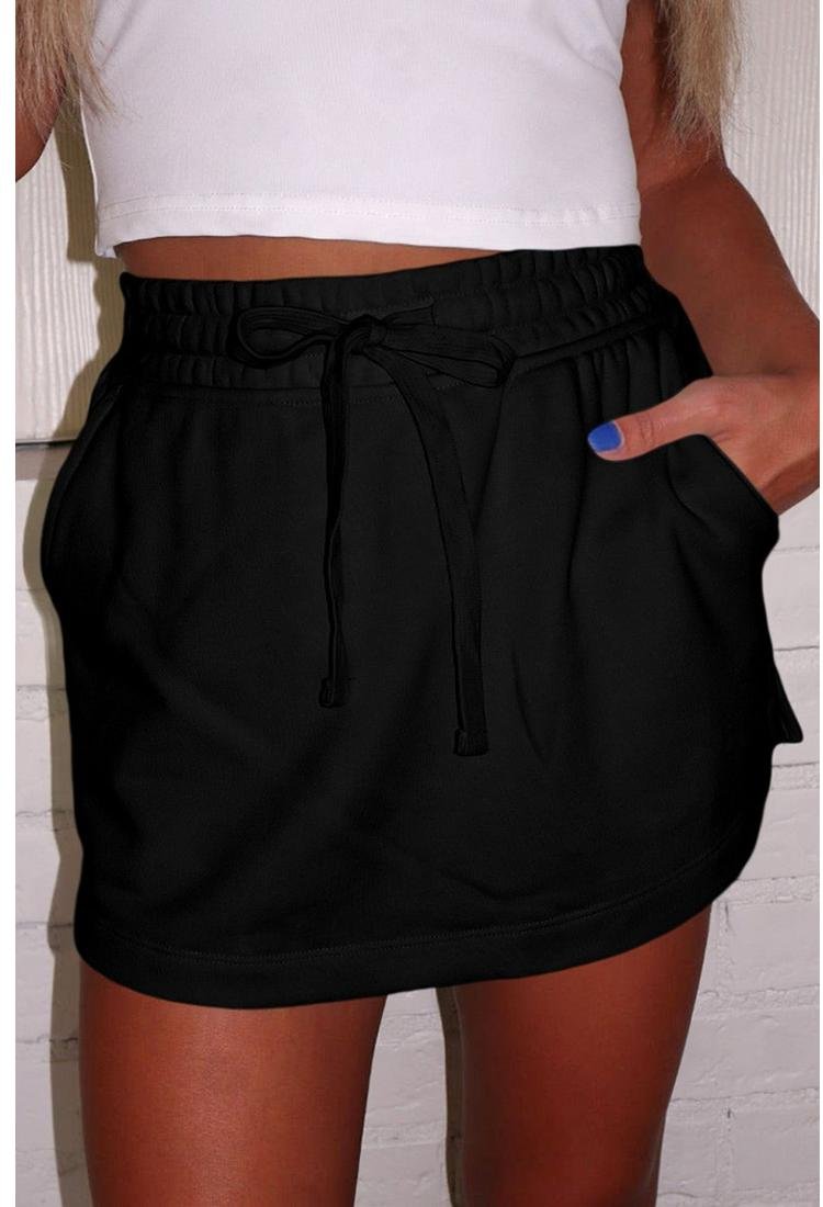 Damen Mini-Skort aus French Terry mit Taschen und Kordelzug