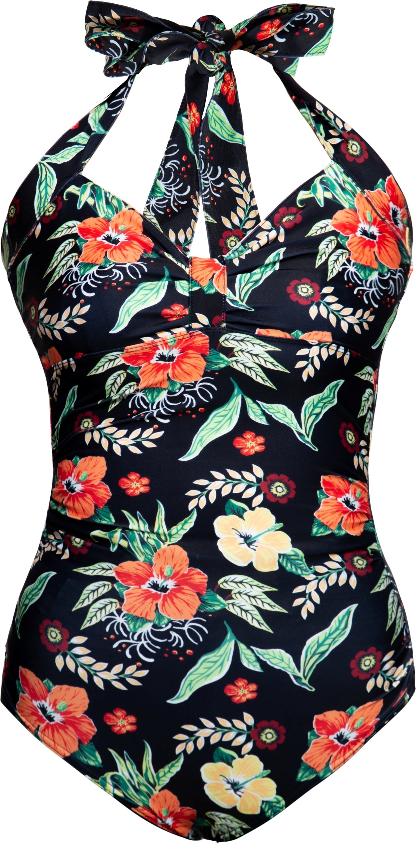 Queen Kerosin Damen Badeanzug Hibiskus Black black