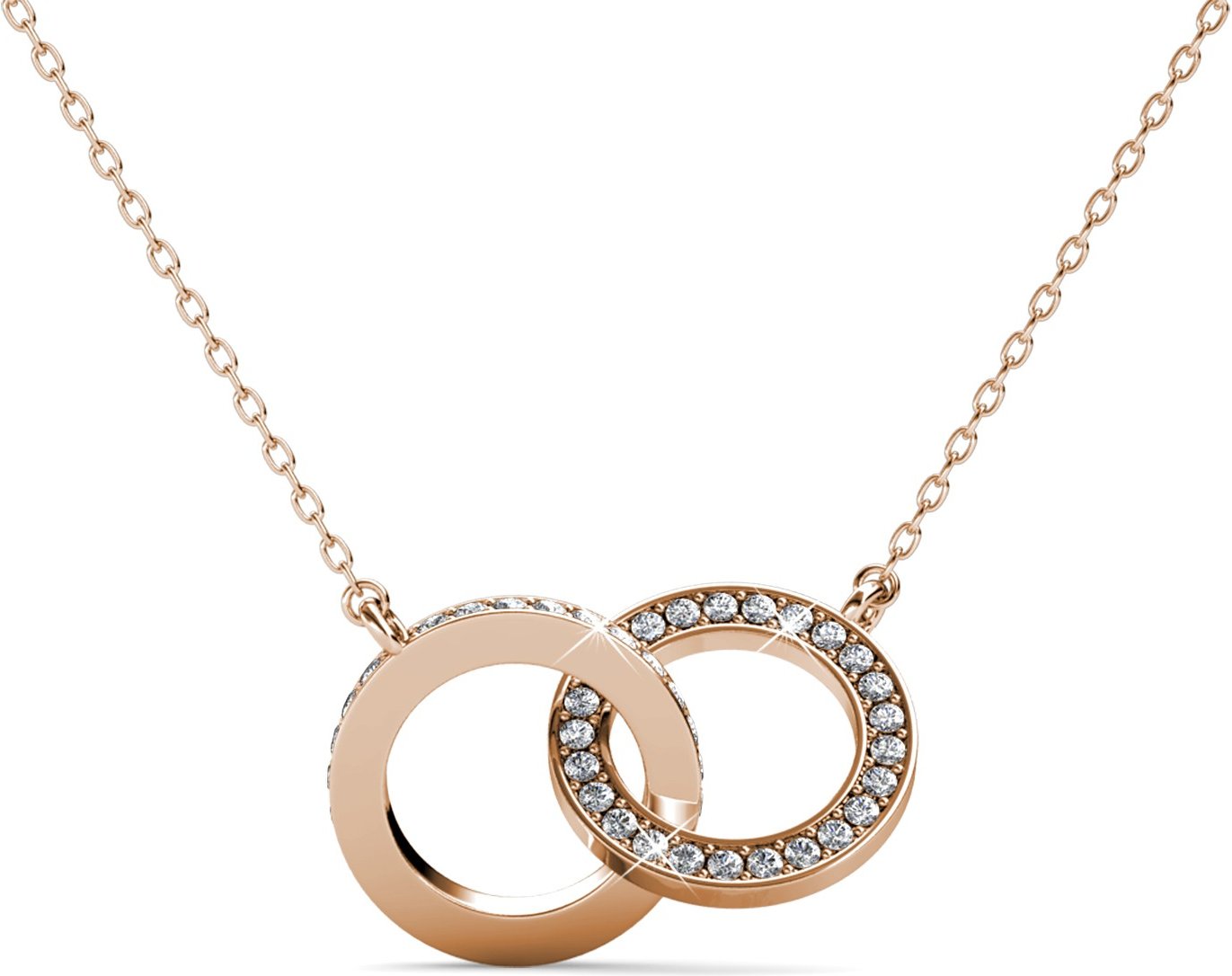 Kreis-Zwillingsanhänger - Roségold und Kristall