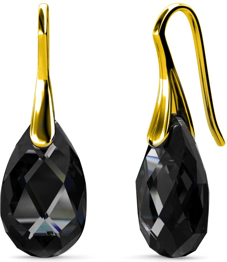 Tropfenförmige Hakenohrringe - Gold und Schwarz