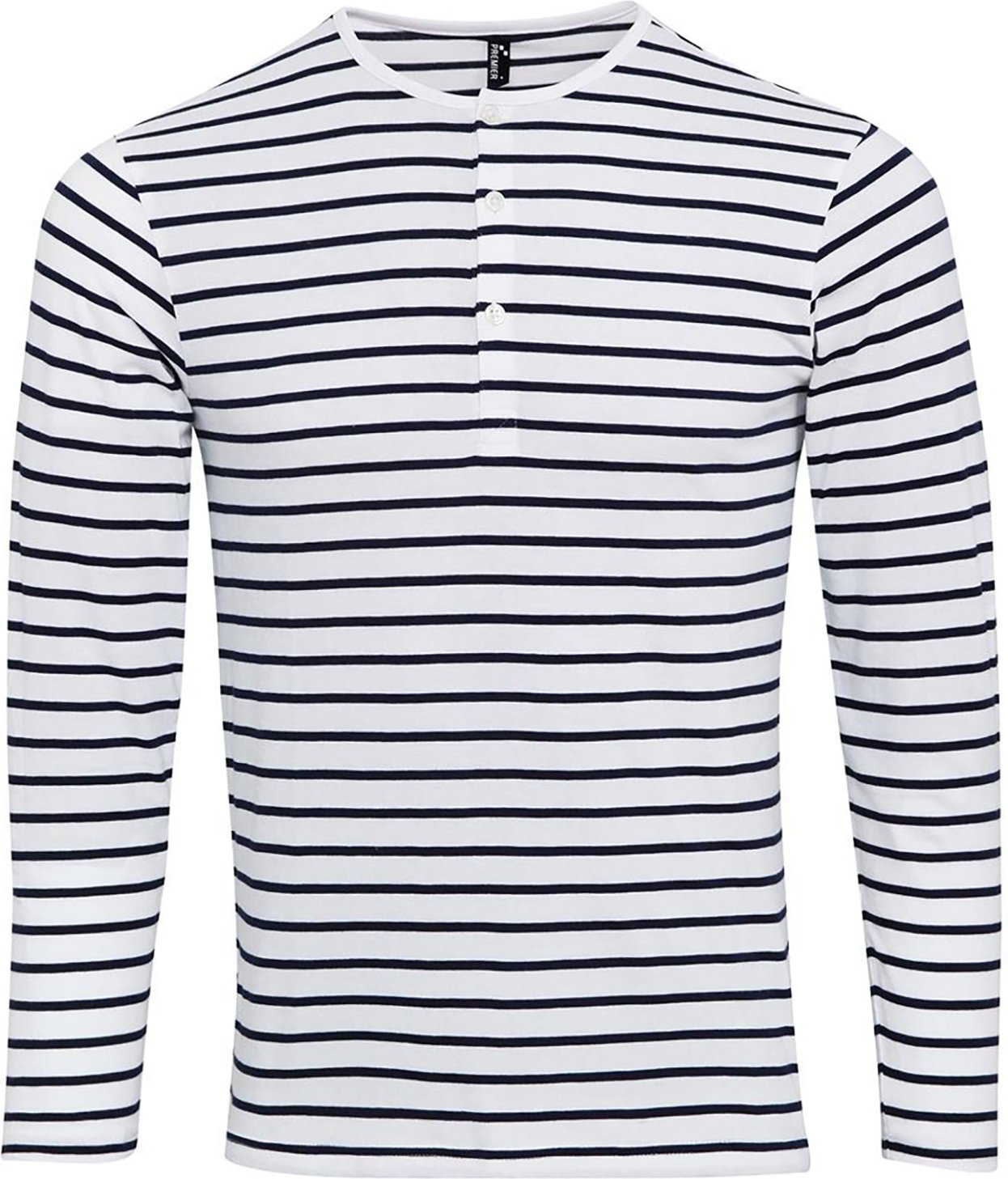 Premier Mens Long John Roll Sleeve Tee (Weiß/Marine)