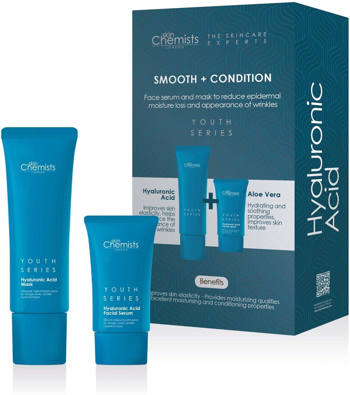 skinChemists Jugendserie Hyaluronsäuremaske + Hyaluronsäure-Gesichtsserum 80ml