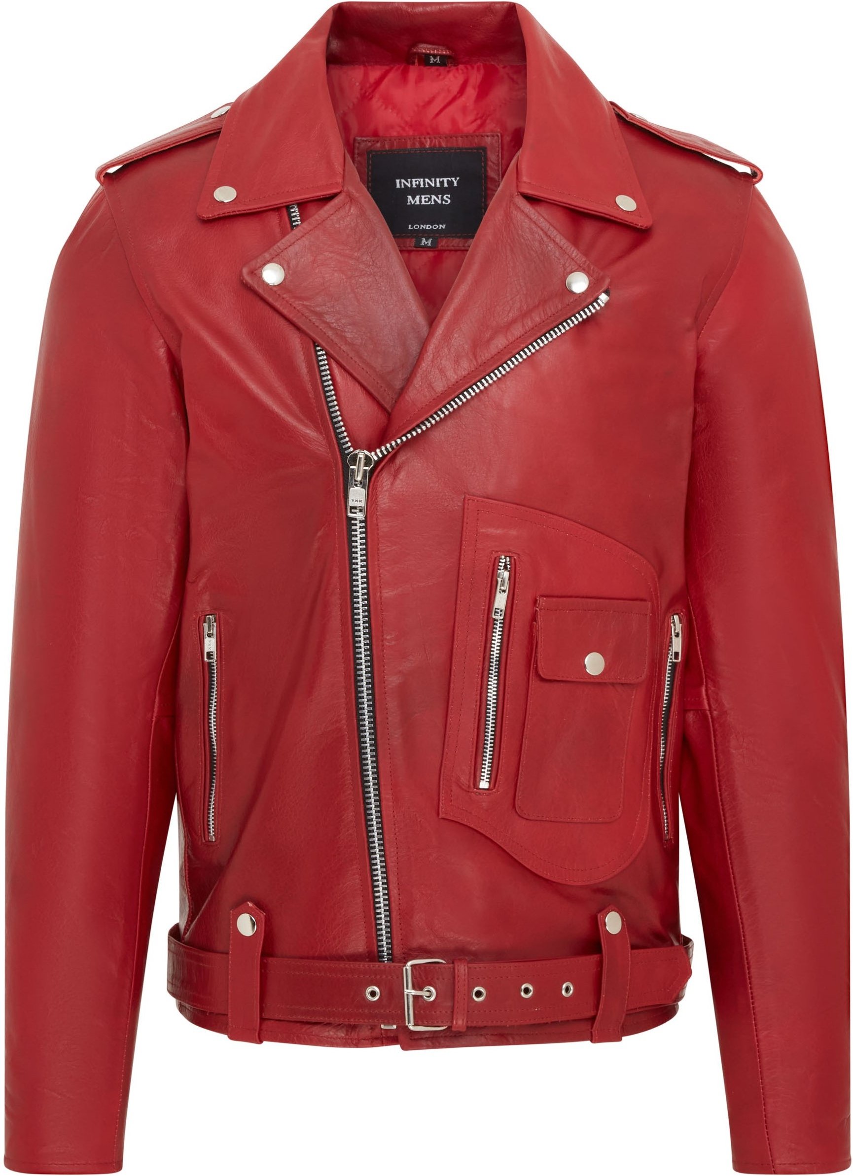 Brando-Bikerjacke aus rotem Rindsleder für Herren - Pargas