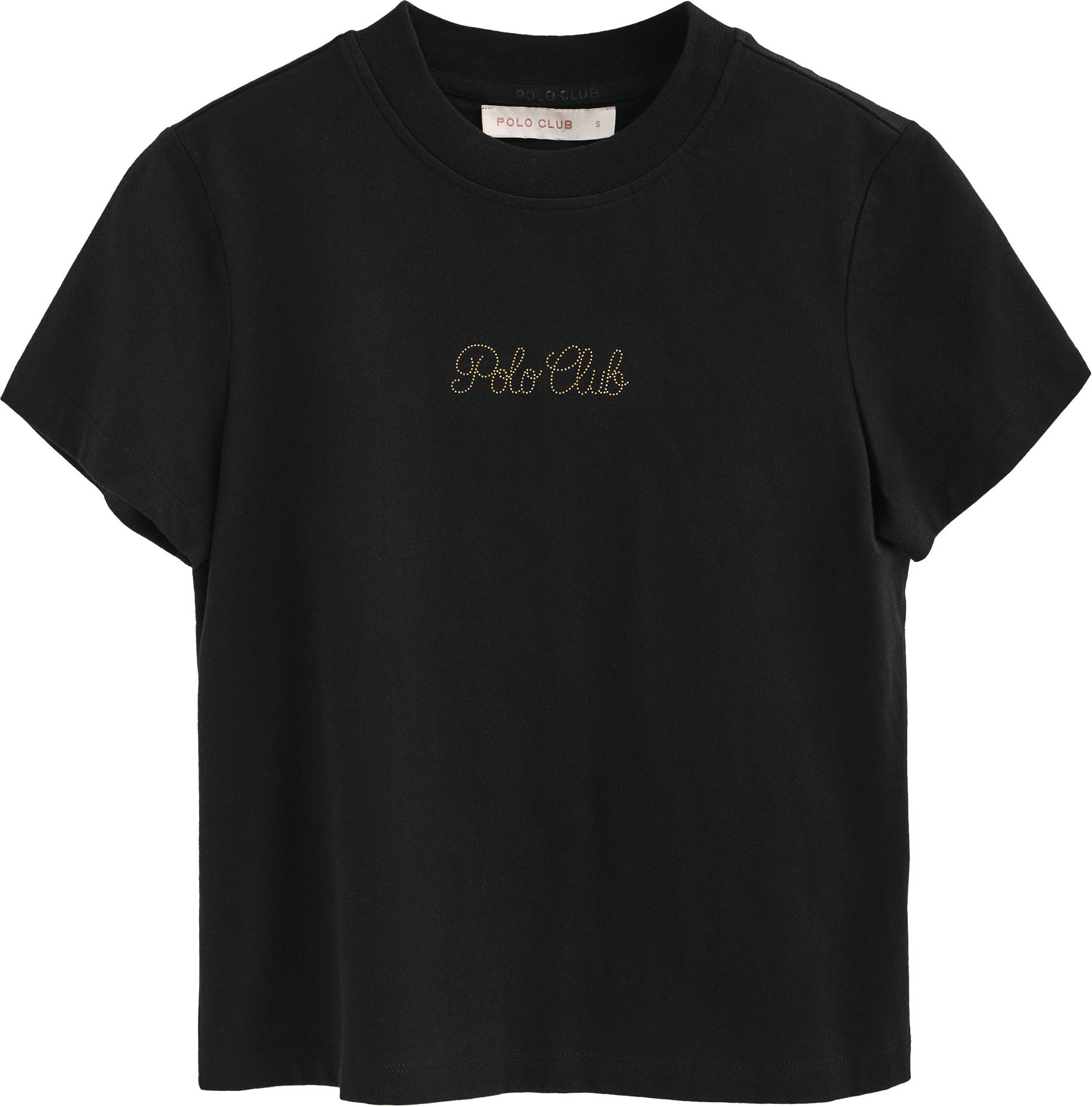 T-Shirt schwarz im Boxy Fit mit kurzen Ärmeln und glitzerndem Polo Club-Logo